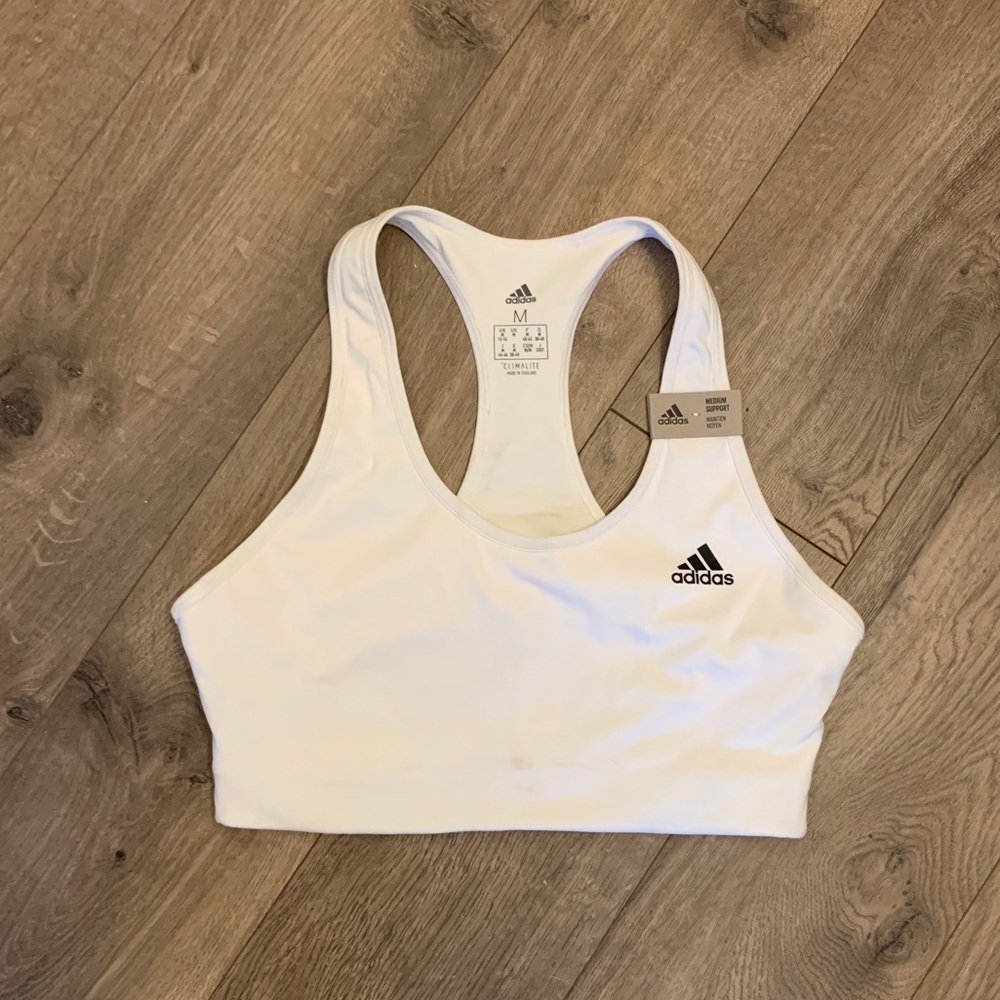 NWT Adidas White Sports Bra Women’s Medium